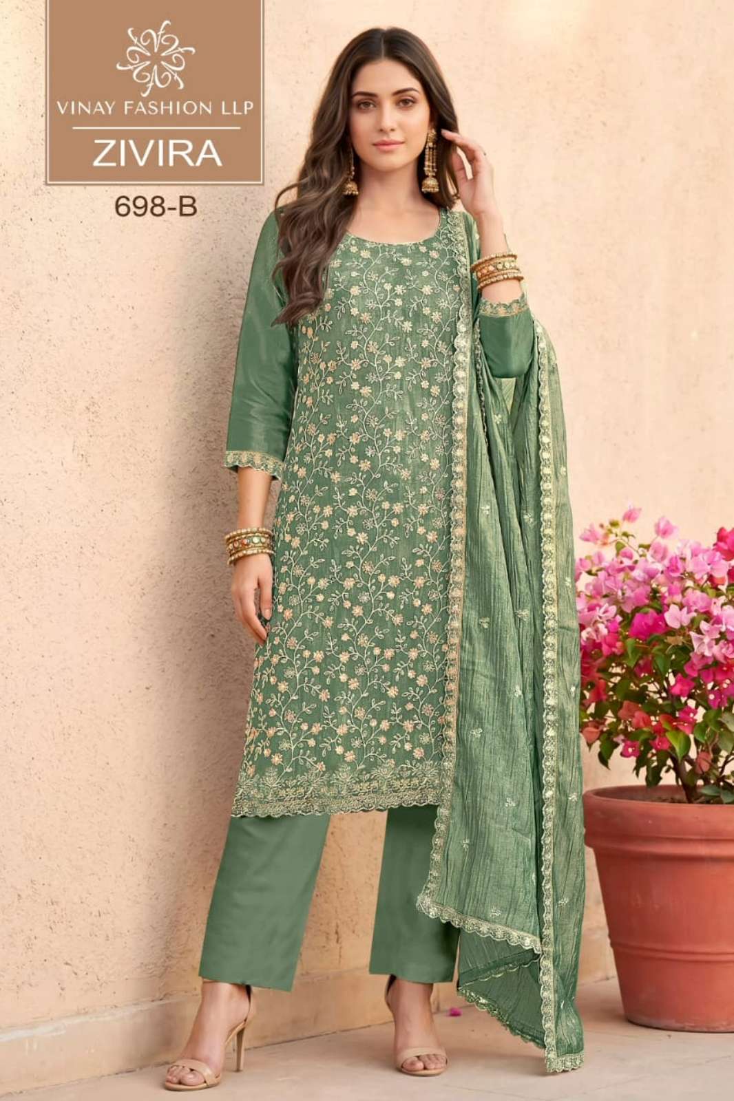 VINAY KULEESH ZIVIRA CRUSH SILK PRINT & EMBROIDERY WORK SUIT
