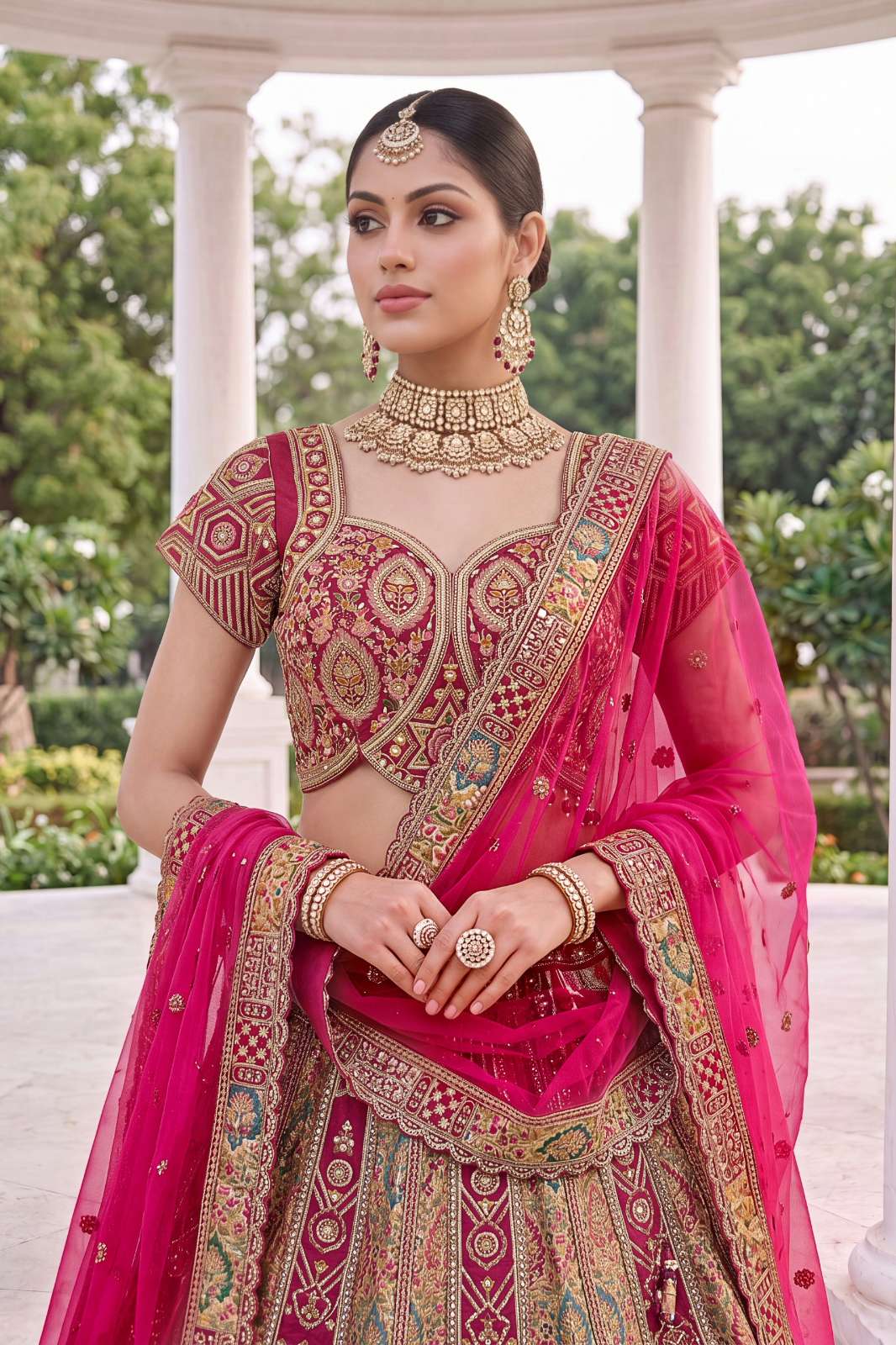 Anjani Arts Presents Gulnar 3048 Banarasi Silk Lehenga with Gadhwal Silk patch work 