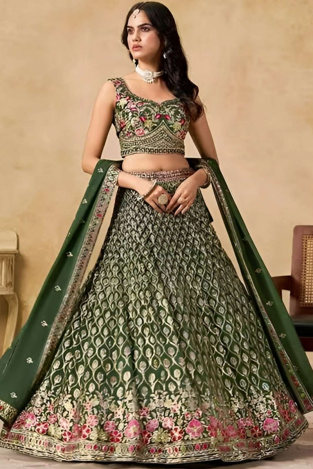 Balaji Emporium 209 A Georgette lehenga with Zari sequins & Thread work for Wedding season