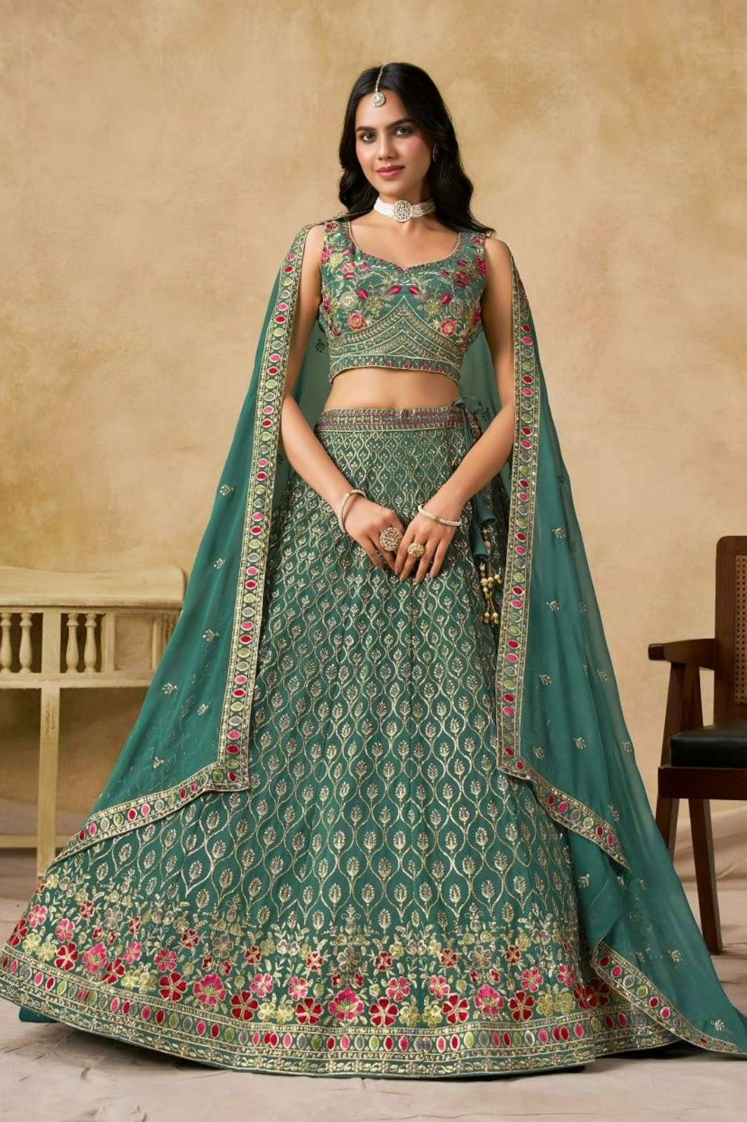 Balaji Emporium 209 B Georgette lehenga with Zari sequins & Thread work for Wedding season