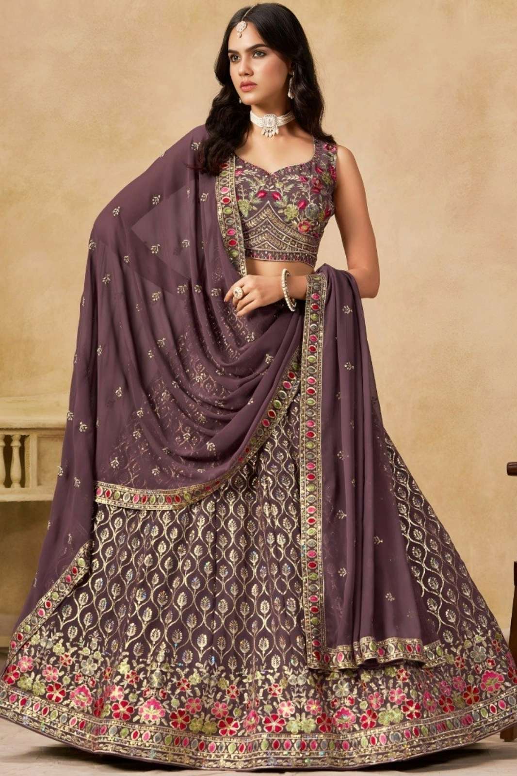Balaji Emporium 209 C Georgette lehenga with Zari sequins & Thread work for Wedding season