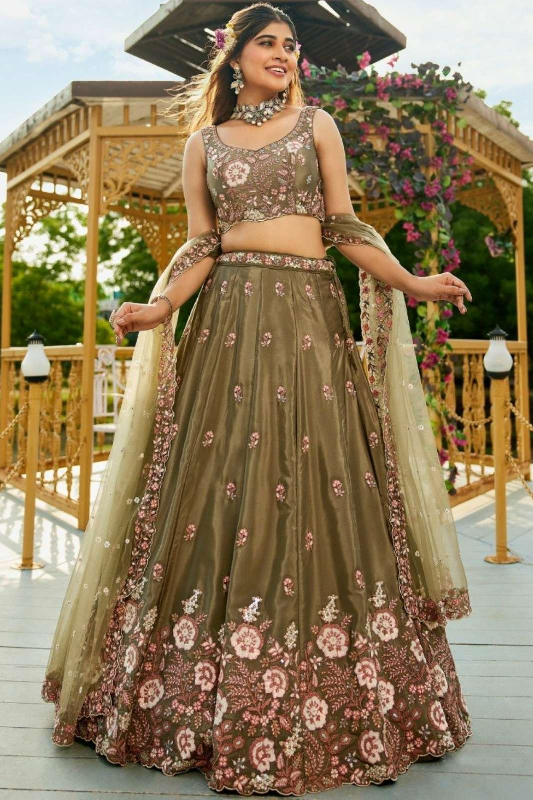 Balaji Emporium 369 A Crepe lehenga with Zari sequins & dori work for Wedding season