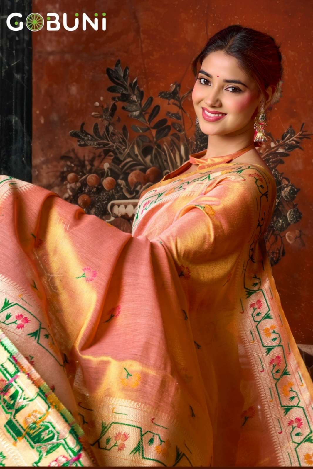 Gobuni Suhana Premium Tissue Silk Saree with Paithani Pallu 