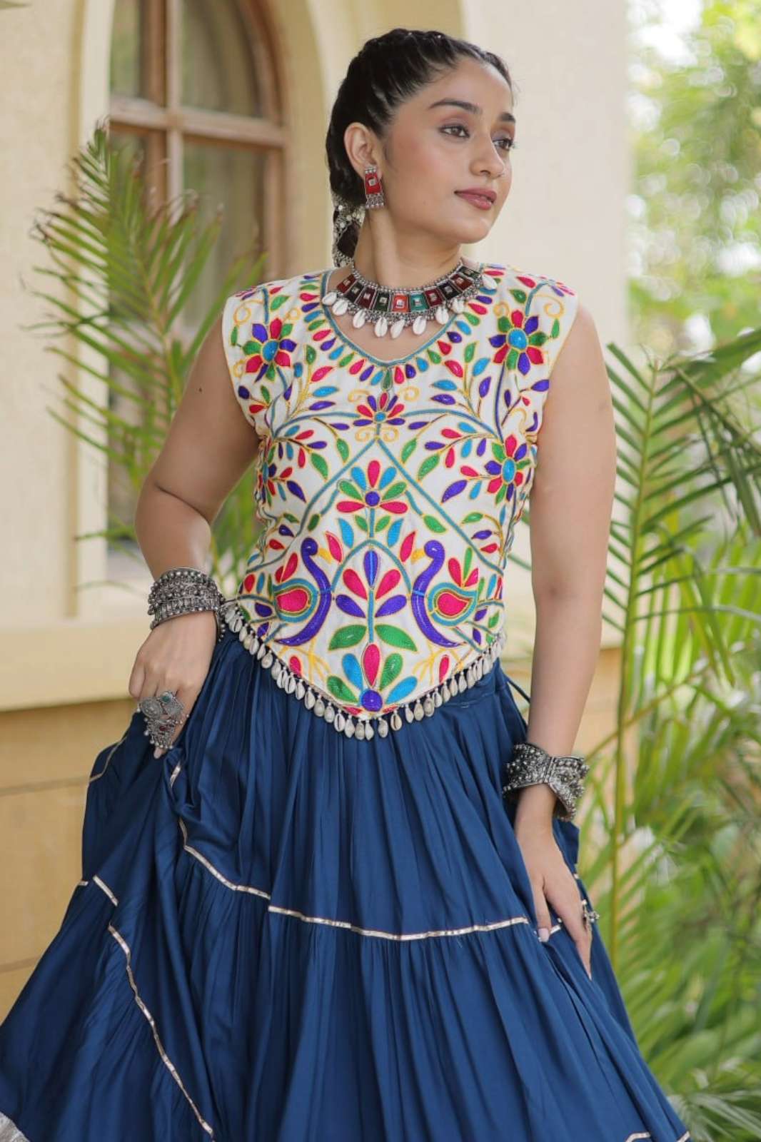 Kumari arts Presents KA 5071 Rayon fabric Navratri special lace work lehenga 