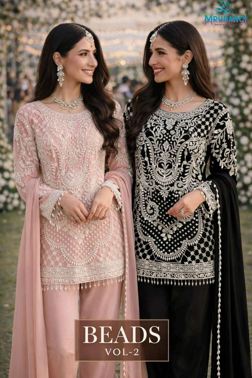 MRUNDANGI BEADS VOL 2 PREMIUM GEROGETTE EMBROIDERED BEADS WORK SUIT 