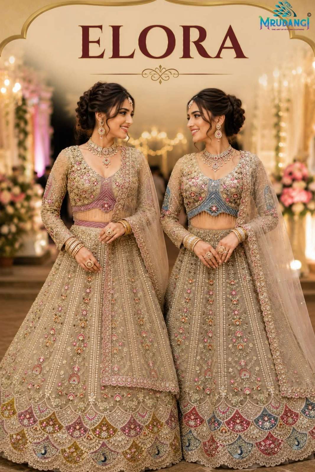 MRUNDANGI ELORA READY TO WEAR NET FABRIC HEAVY EMBROIDERY LEHENGHA COLLECTION