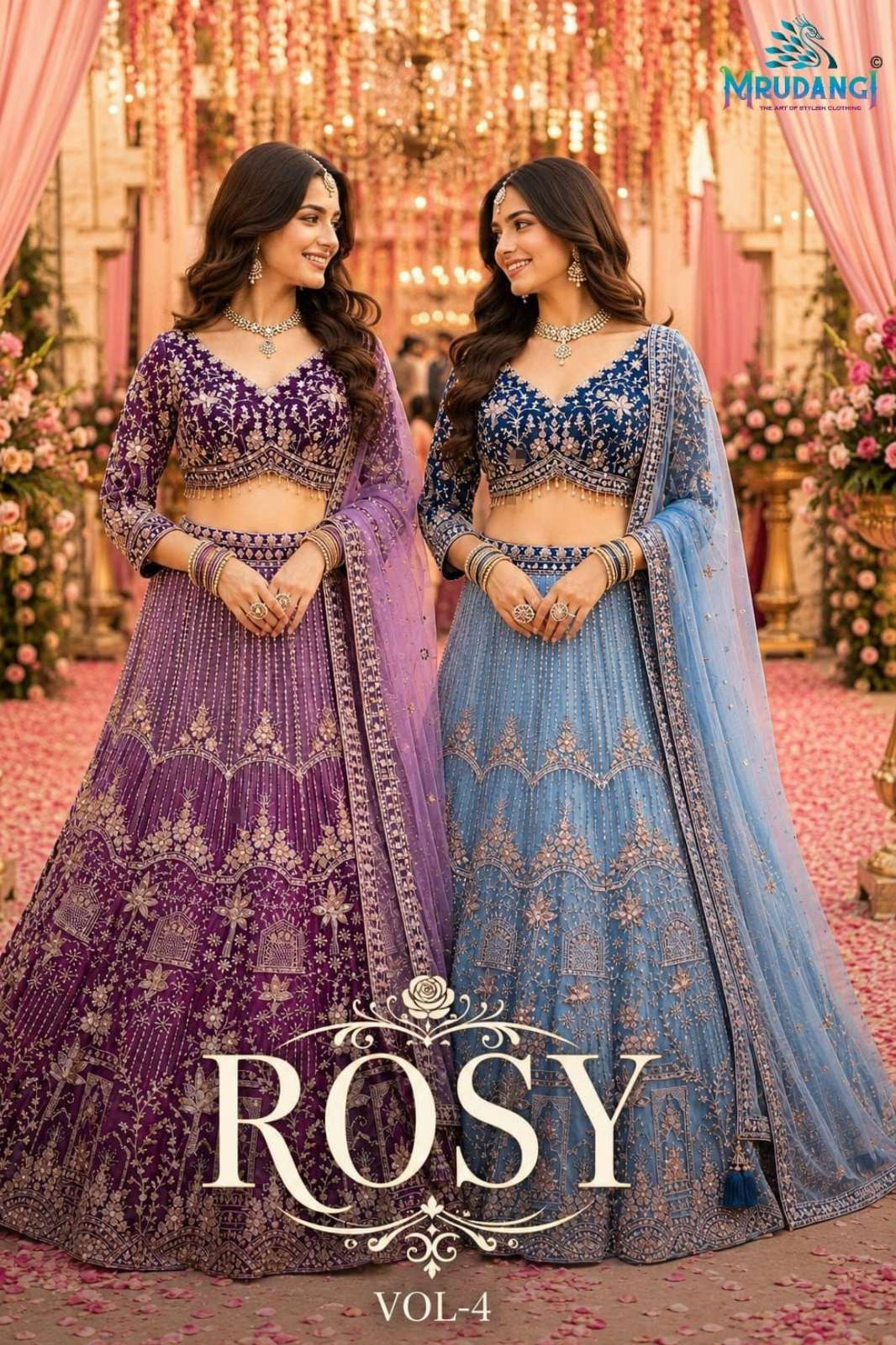 MRUNDANGI ROSY VOL 4 PREMIUM NET HEAVY WORK LEHENGA CHOLI 