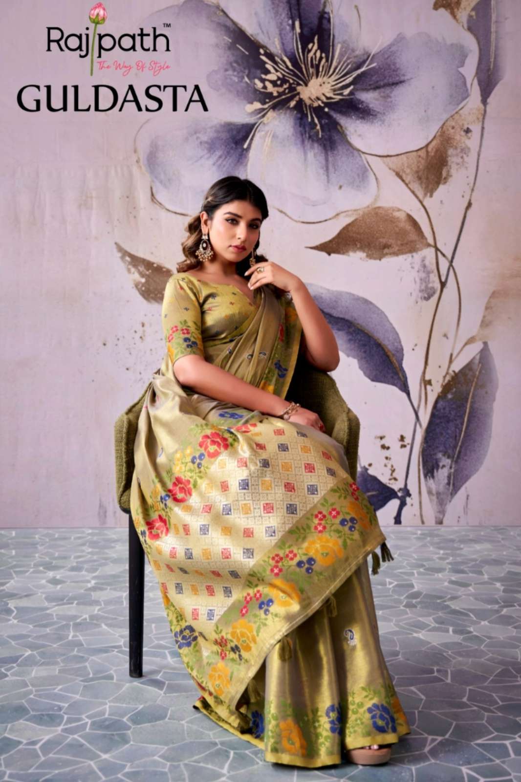 RAJPATH PRESENTS Guldsata Tissue Silk Saree With Beutiful Weaving Border 
