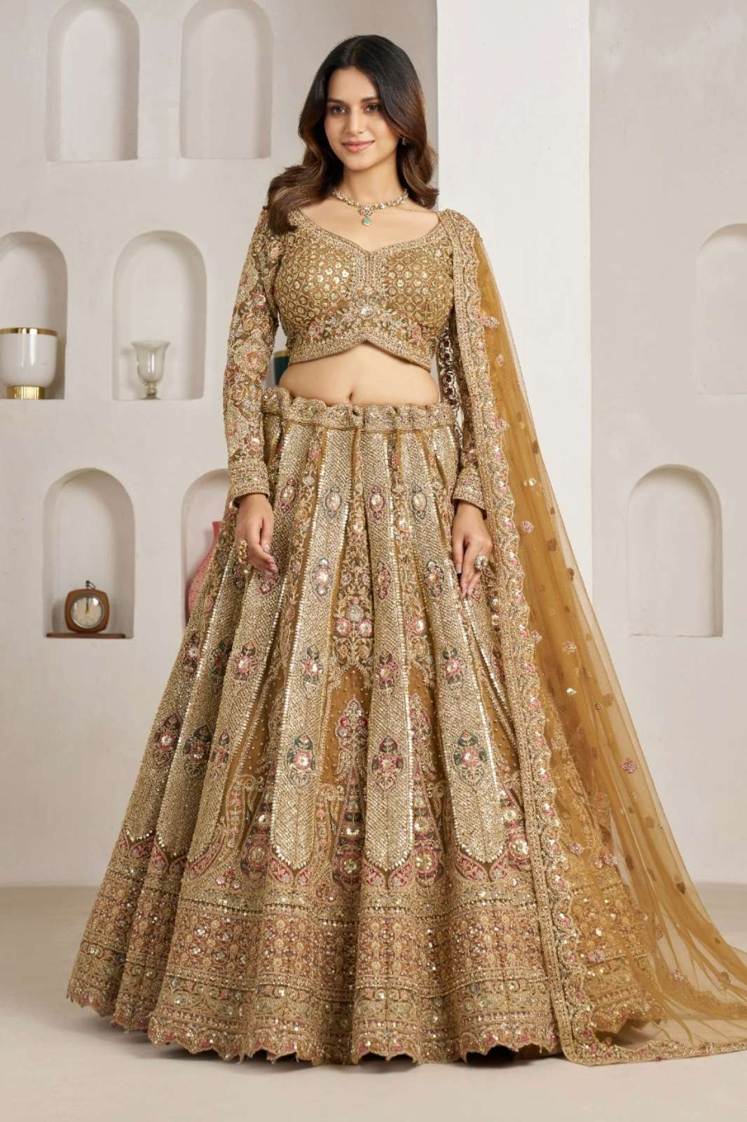 Shri Balaji Emporium 2104 GOLD Royal Antique Gold Bridal Lehenga Choli