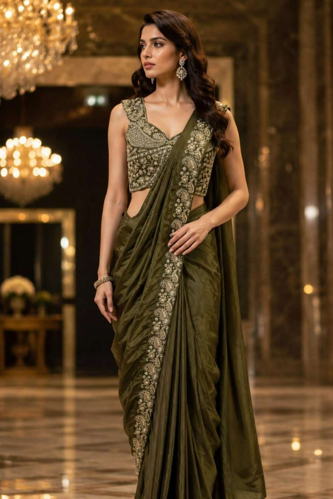 Shri Balaji Emporium 536 Chinon Embroidery & Sequins Work Ready to wear Saree