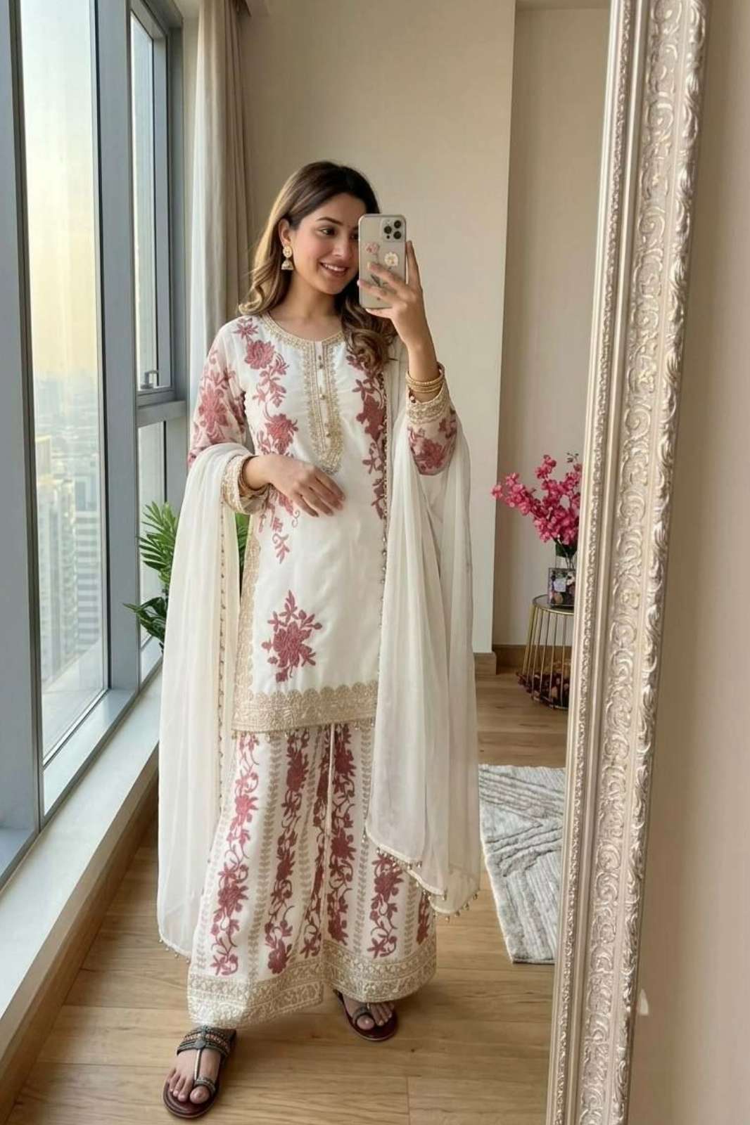 Shri Balaji Emporium DV 26208  Heavy Star Georgette Suit High-density Heavy Embroidery with 3 mm Sequence Work premium Fancy Latkan Border on the hemline 