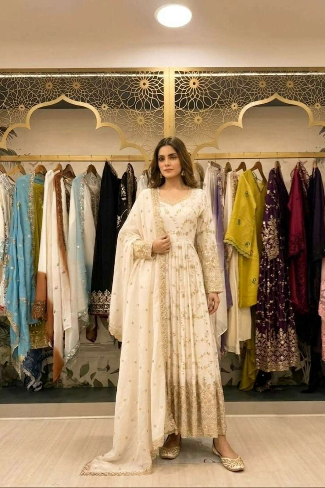 Shri Balaji Emporium DV  26209 Premium Heavy Chinon Silk Embroidery Gown
