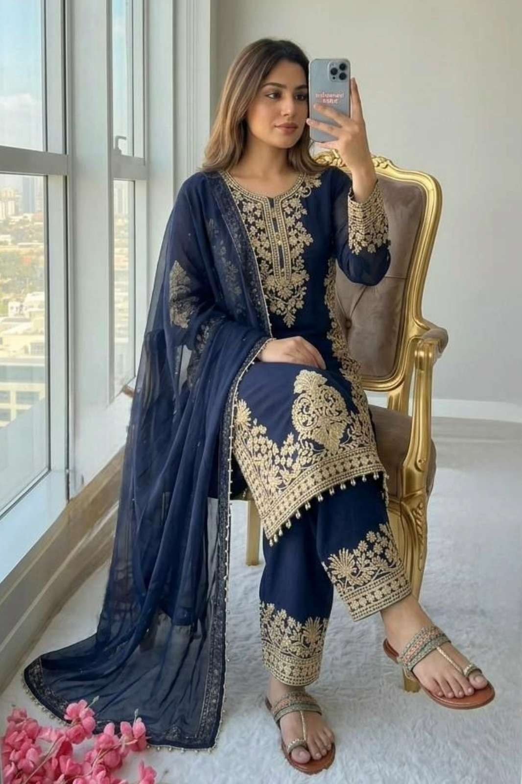Shri Balaji Emporium DV 26307 Ready to Wear Embroidered Sequence work Faux Georgette Pakistani Suit 
