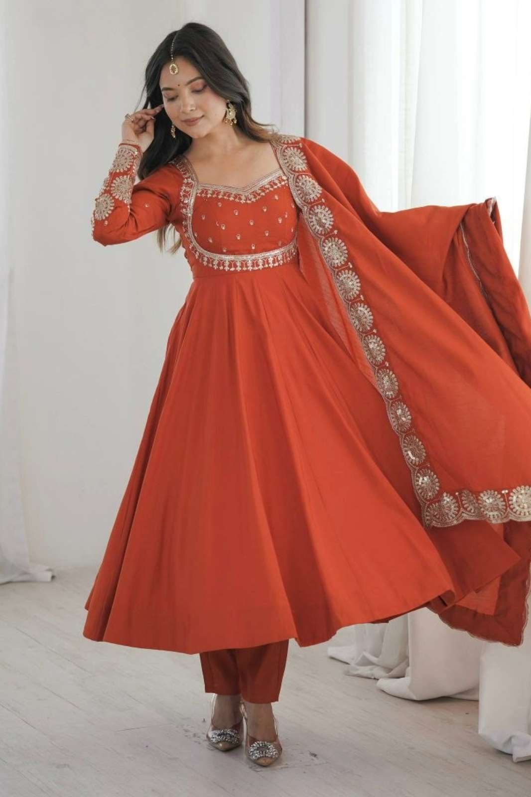 Shri Balaji Emporium DV 26313 Ready to Wear Embroidered Sequence work Roman Silk Suit 