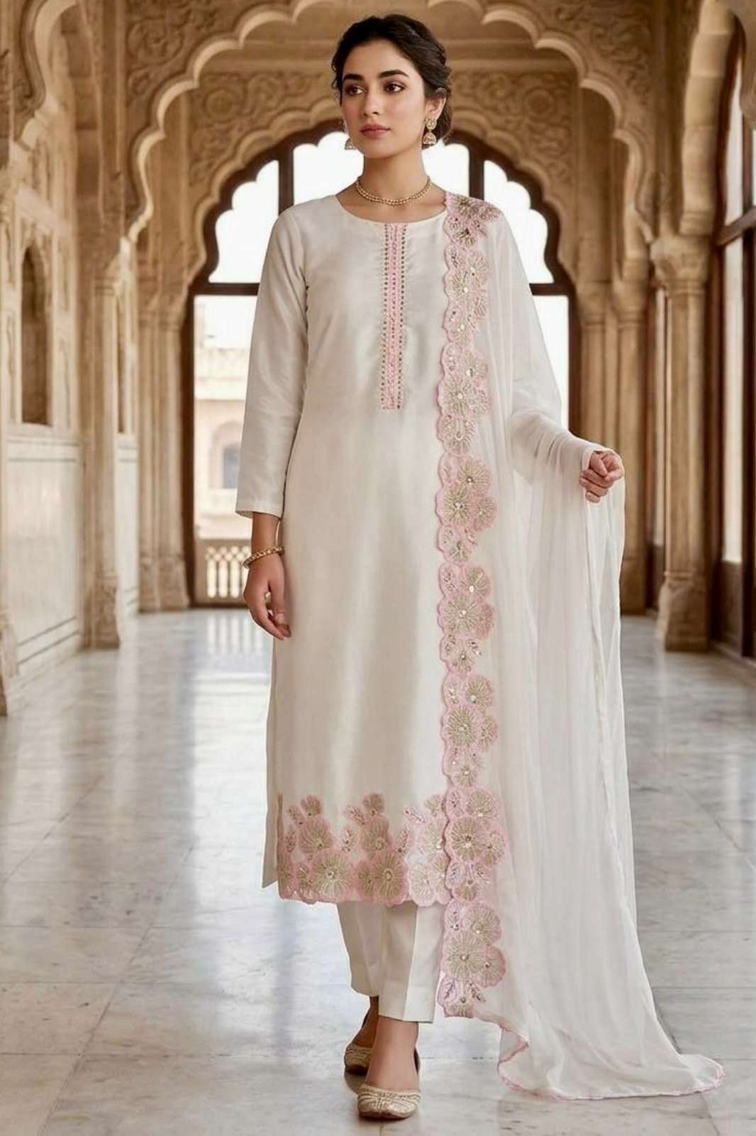 Shri Balaji Emporium DV 26329 Ready to Wear Sequence Embroidered Roman Glass Silk Suit 