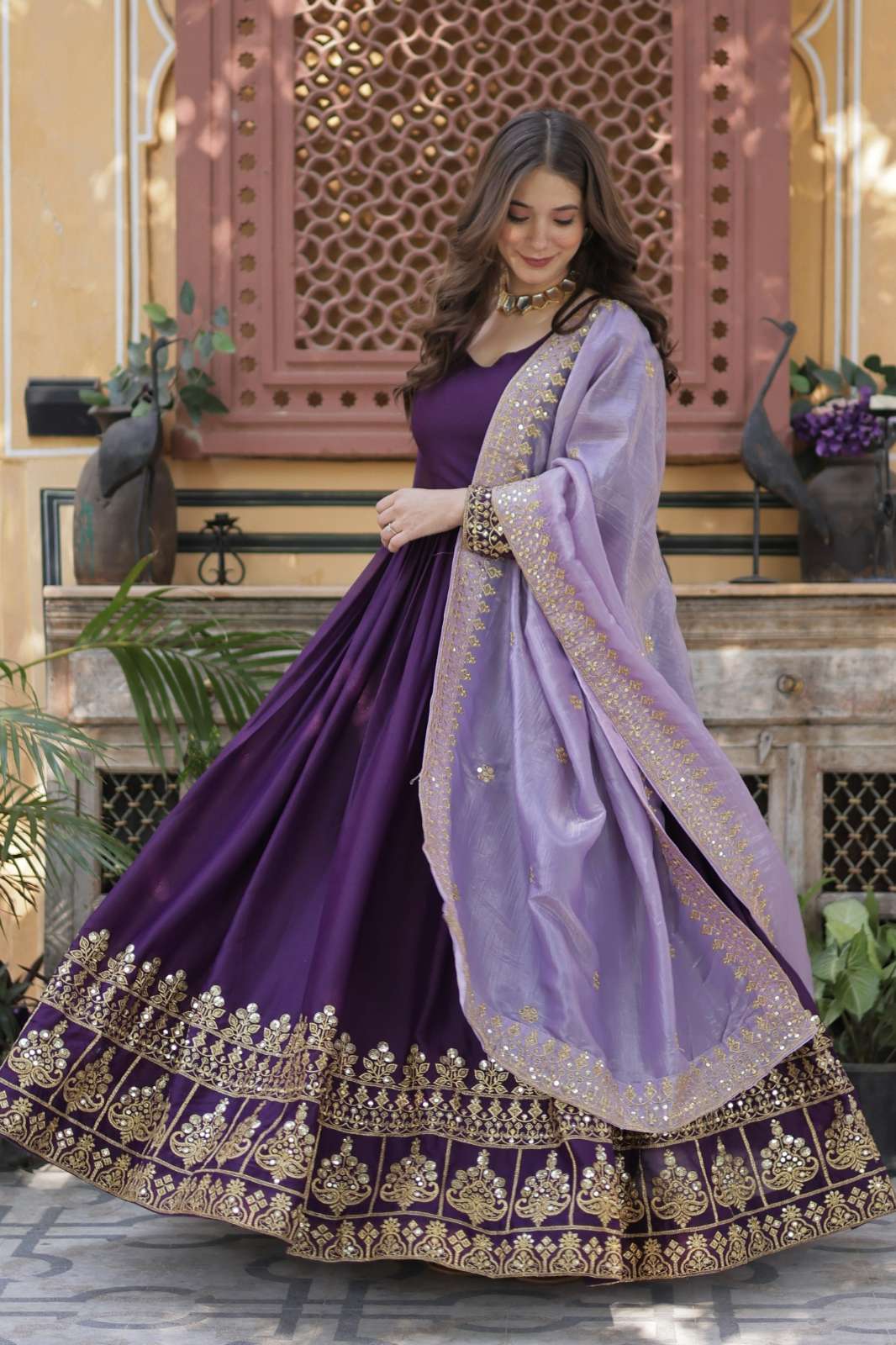 Shri Balaji emporium KA 1143 Star Georgette Gown with Embroidery Zari Sequins work