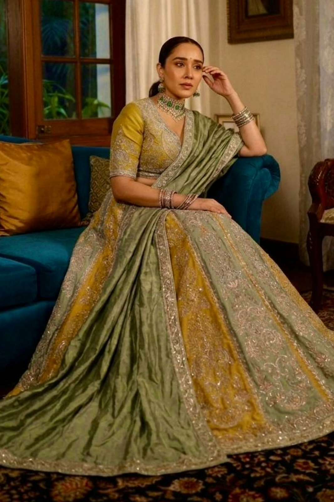 Shri Balaji Emporium Presents FB H105 Roman Satin Silk lehenga with sequins Dori & thread work
