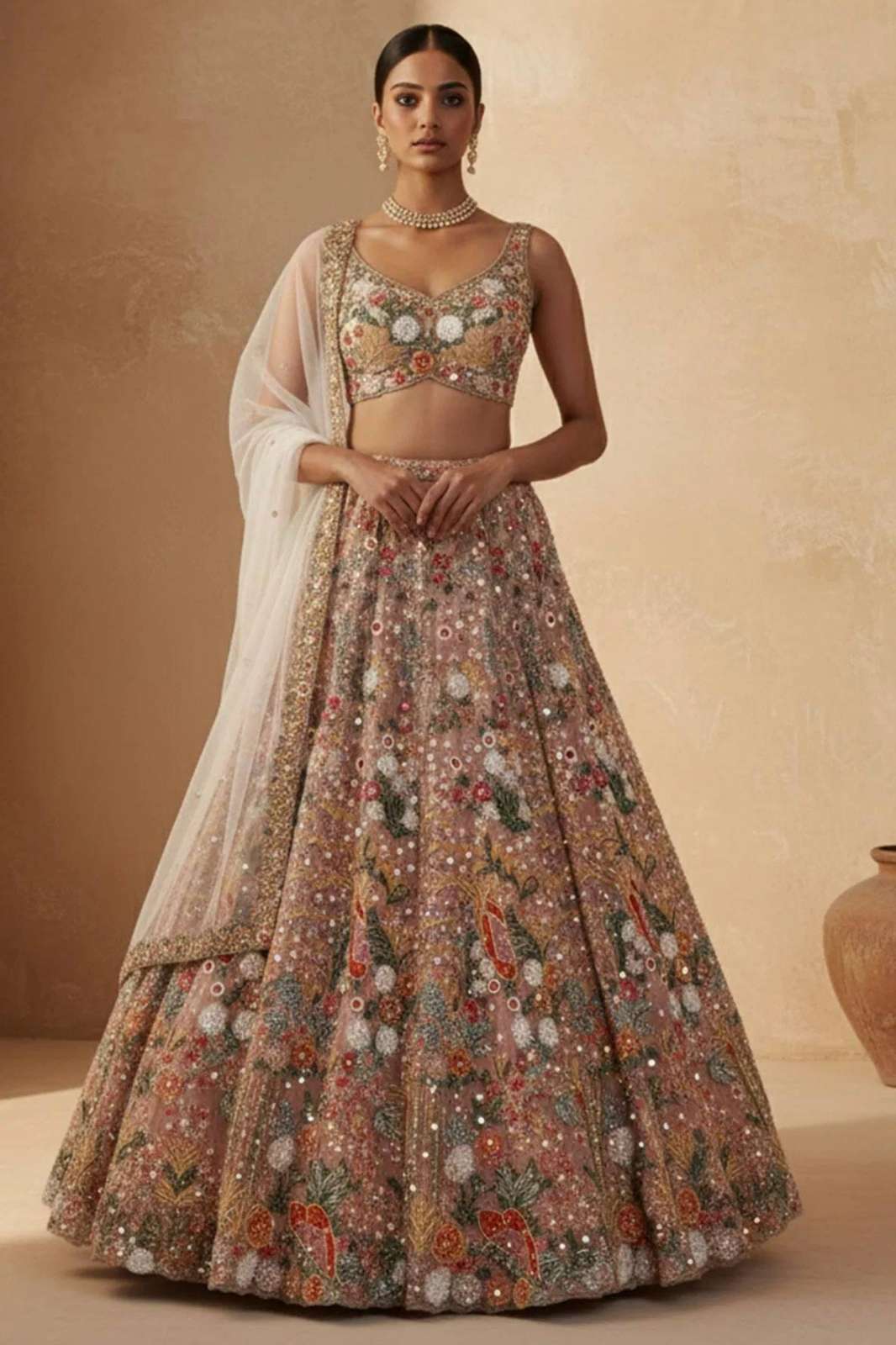 Shri Balaji Emporium Presents HM P29 Net lehenga with rainbow sequins Dori & thread work