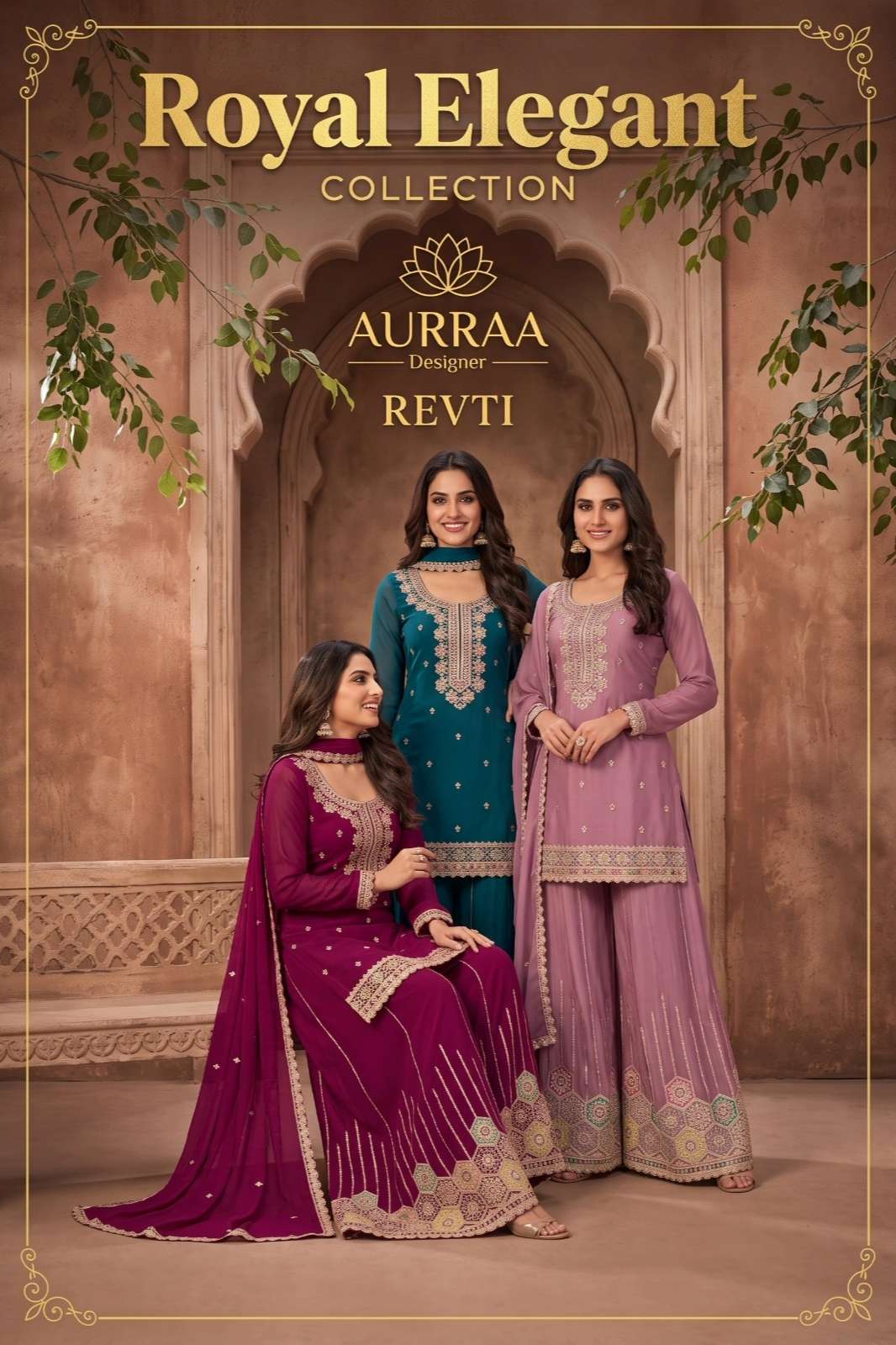 Shri Balaji Emporium REVTI READY TO WEAR HEAVY WORK PREMIUM CHINON SUIT 