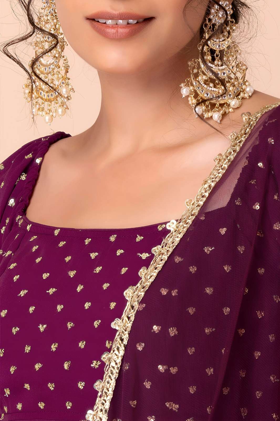 Zeel Presents 15074 Wine wedding and reception wear Georgette lehenga 