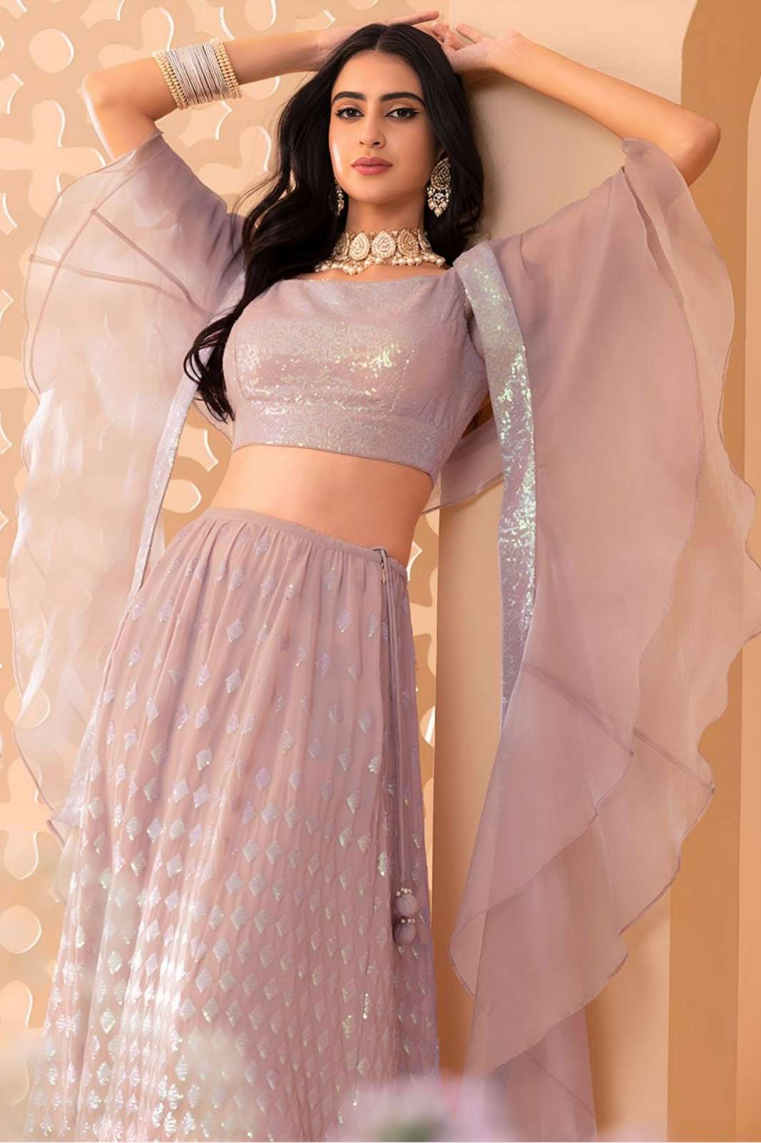 Zeel Presents 15087 Pink Heavy Georgette Thread & Sequins Embroidery work Wedding lehenga 