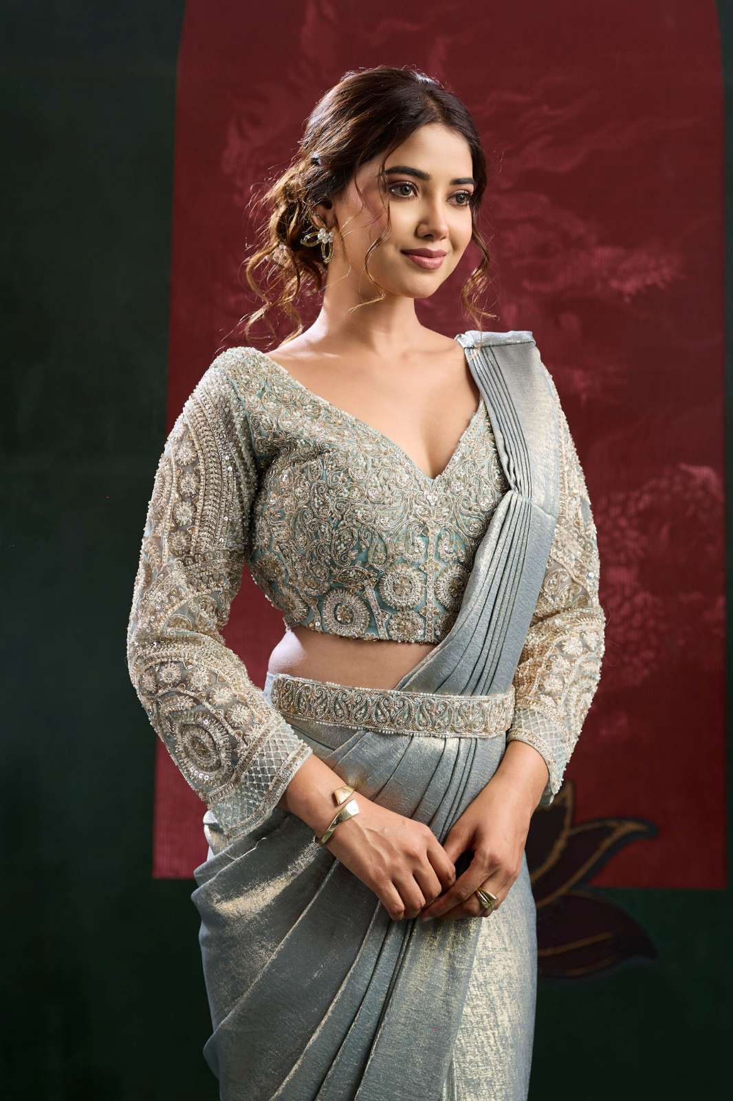 Amoha 102449 Imported Fabric  Bead Work ready to wear saree