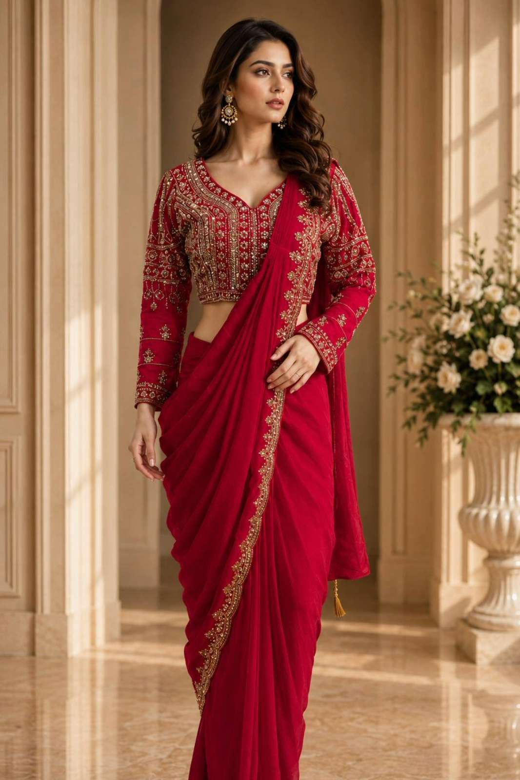 Amoha A578 Ready To Wear Fancy Saree With Bead Work