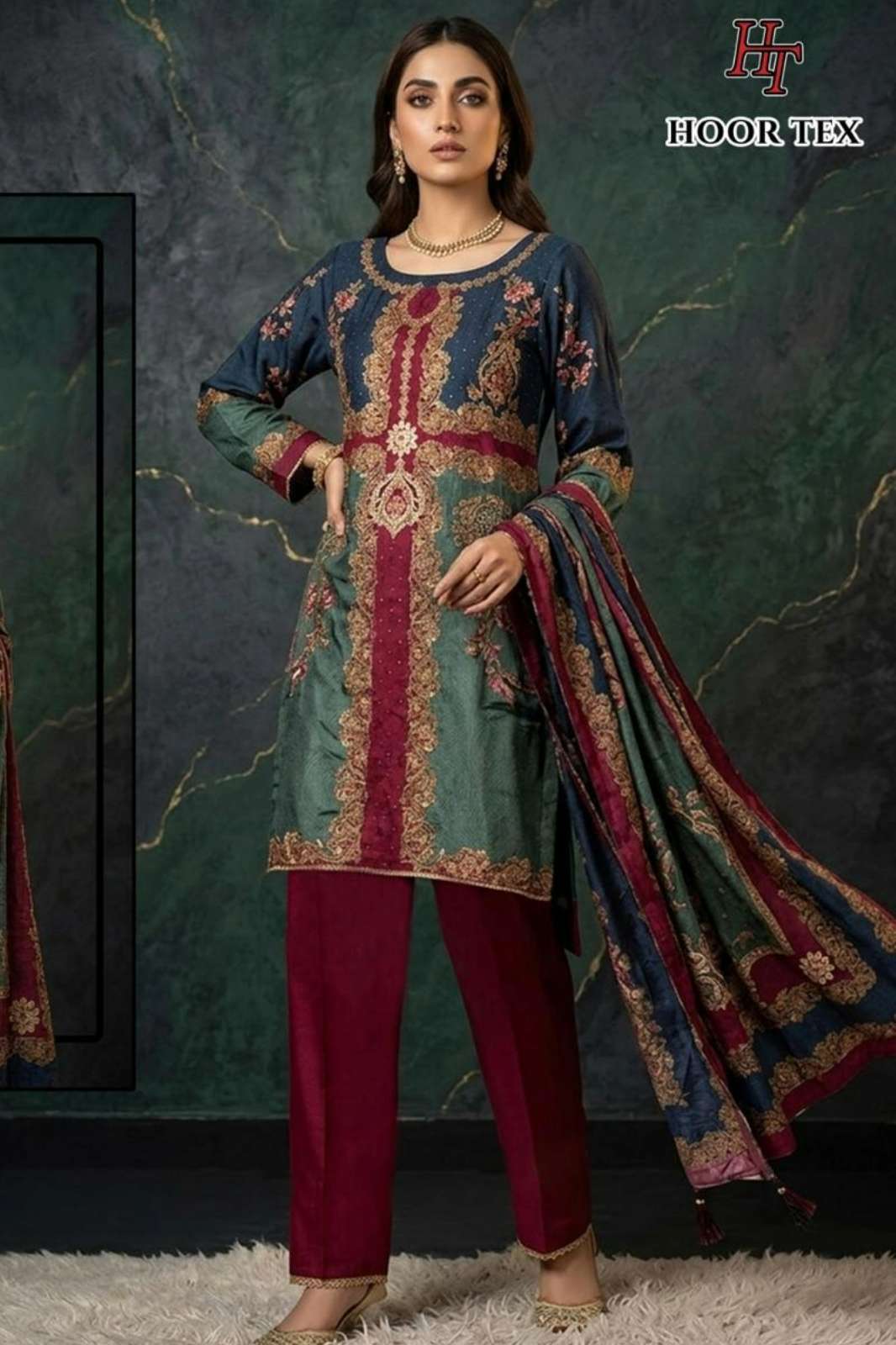 Hoor tex H 418 A To D Imported Muslin printed Pakistani suit 
