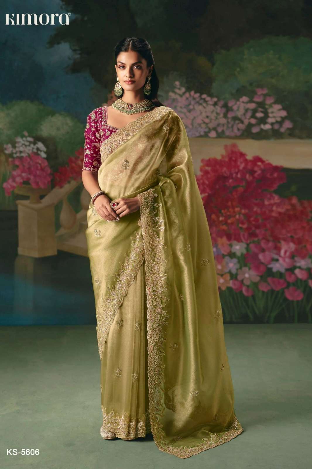Kimora Iconic 3 Fancy Fabric Embellished  Sequin and Stone Work wedding wear Saree collection