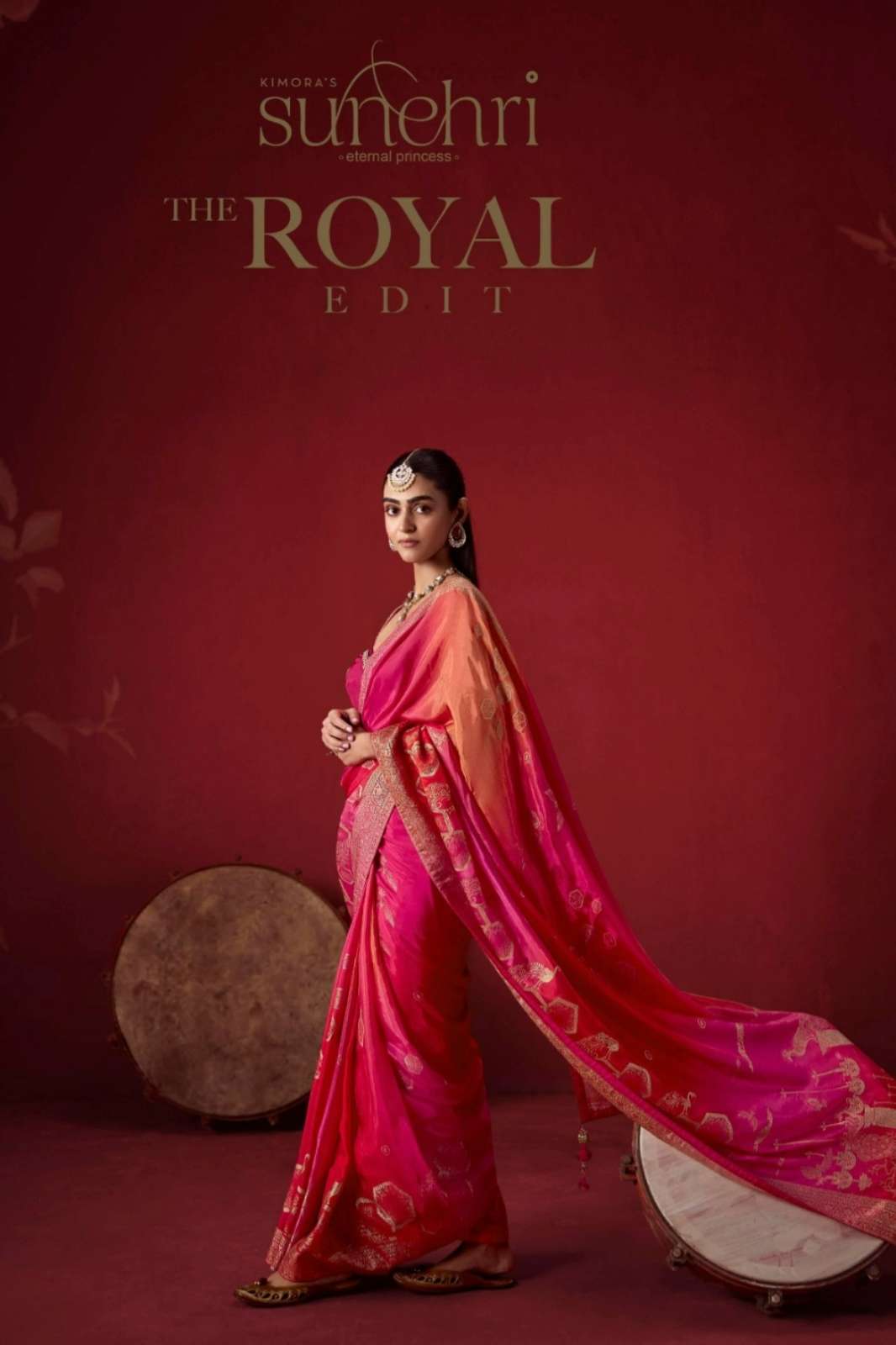 Kimora Sunehri The Royal Edit Rich Dola Crape soft silk, with Zari Weaving work Saree collection
