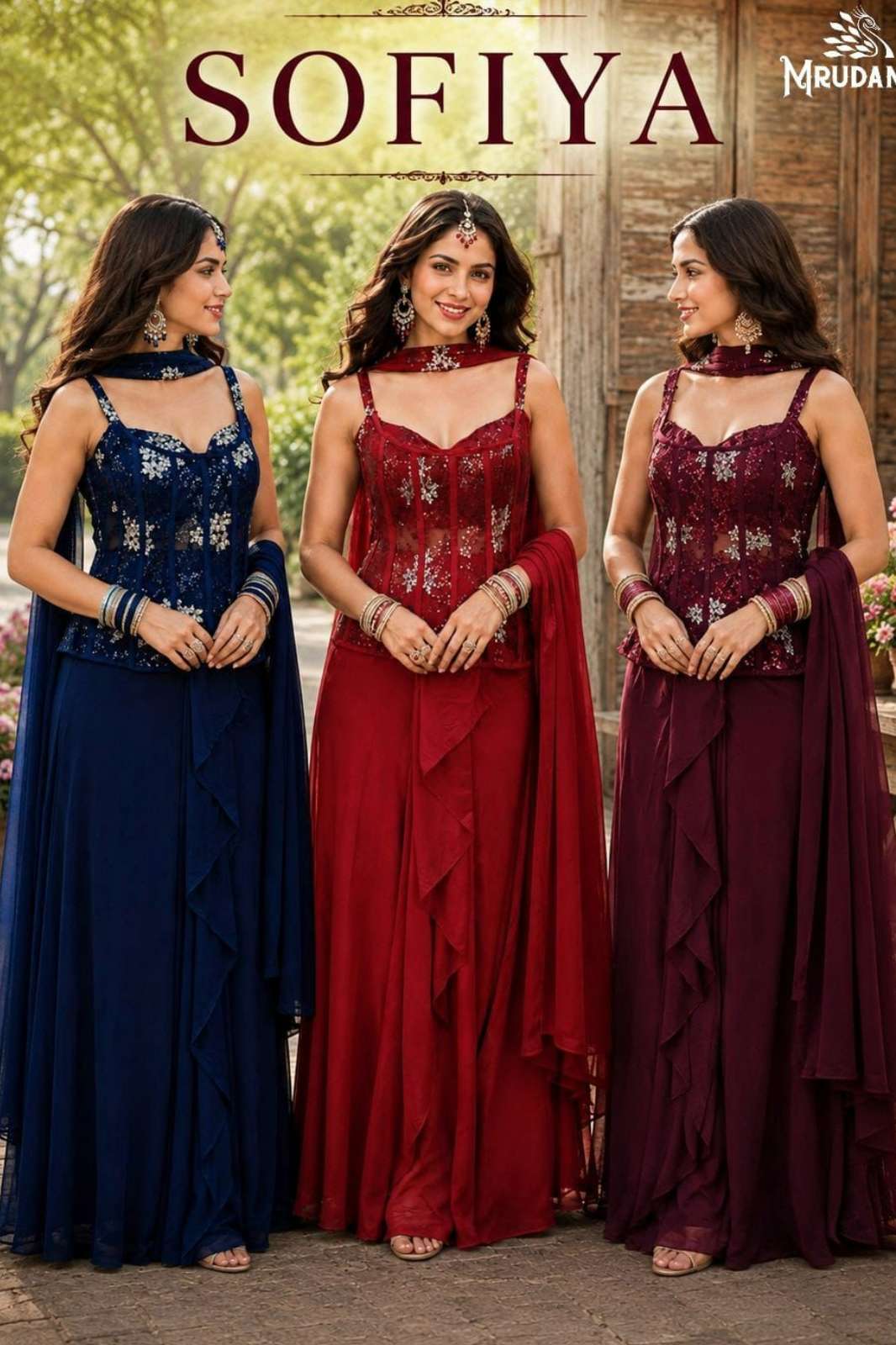MRUDANGI SOFIYA PREMIUM LYCRA EMBROIDERED READY TO WEAR  DESIGNER DRESS