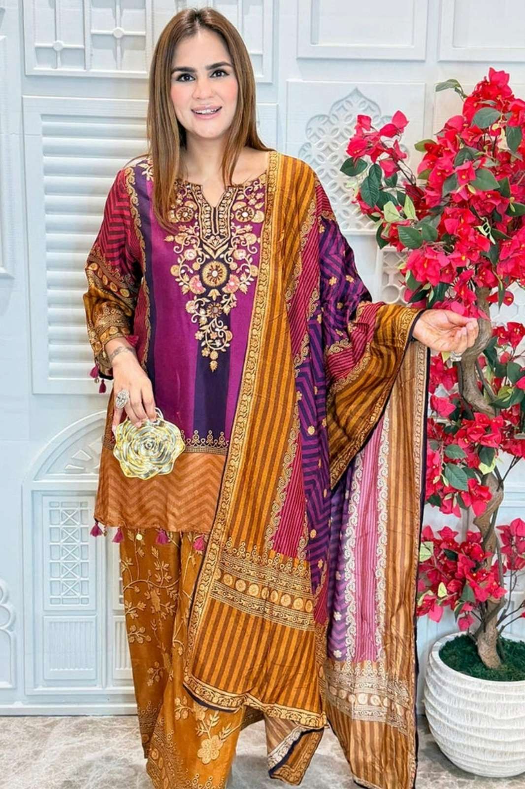 Shri Balaji 158 Maslin digital printed ready to wear suit 