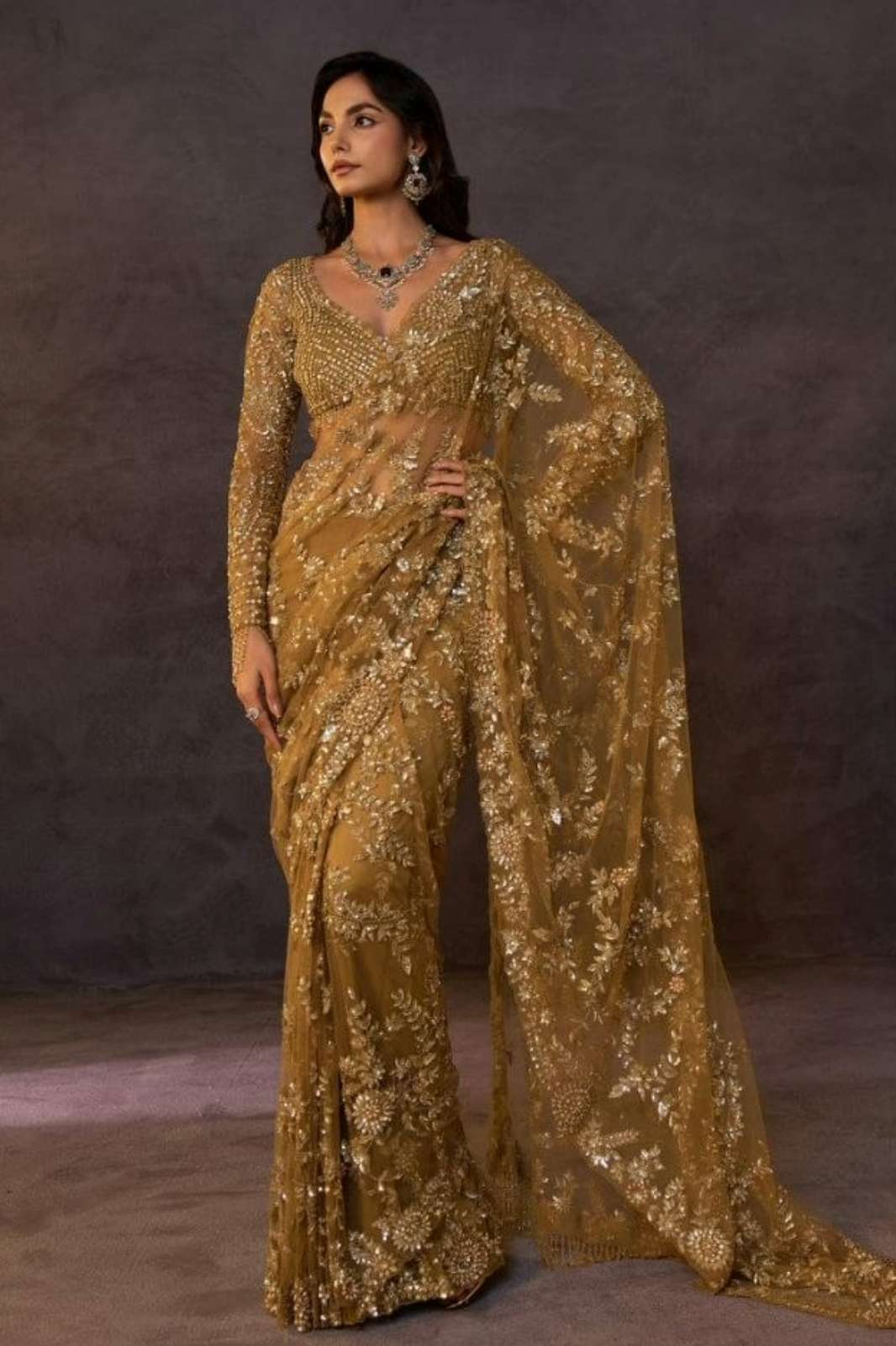 Shri Balaji 4847 Butterfly Net Heavy Sequins & Multy Embroidery thread work Saree