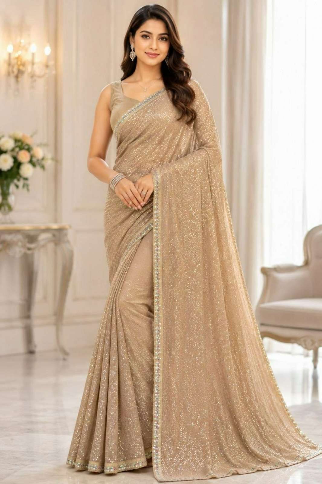 Shri Balaji 4879 Premium Heavy Faux Georgette Sequence embroidery work saree