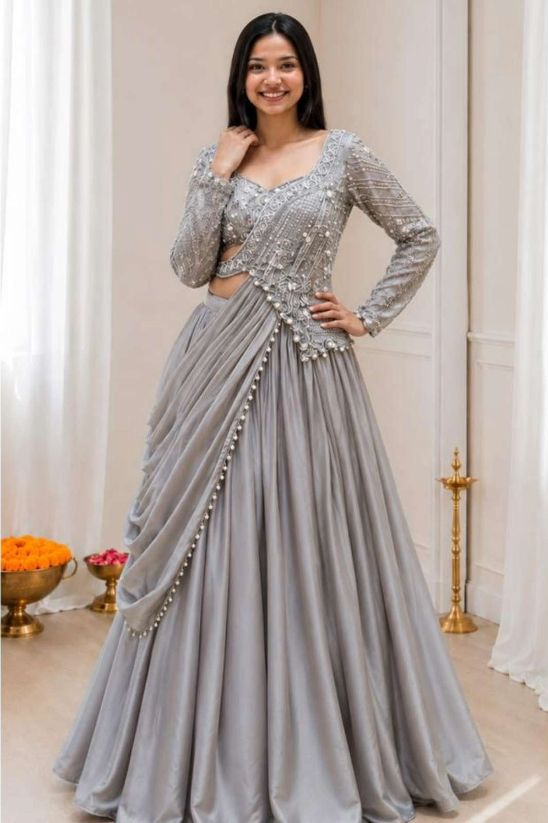 Shri Balaji BB  81 Premium Rangoli Silk Embroidery Sequins Work designer lehenga 