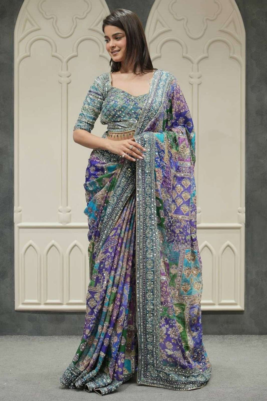 Shri Balaji BT 1312 Soft Chinnon Beautiful Printed designer saree