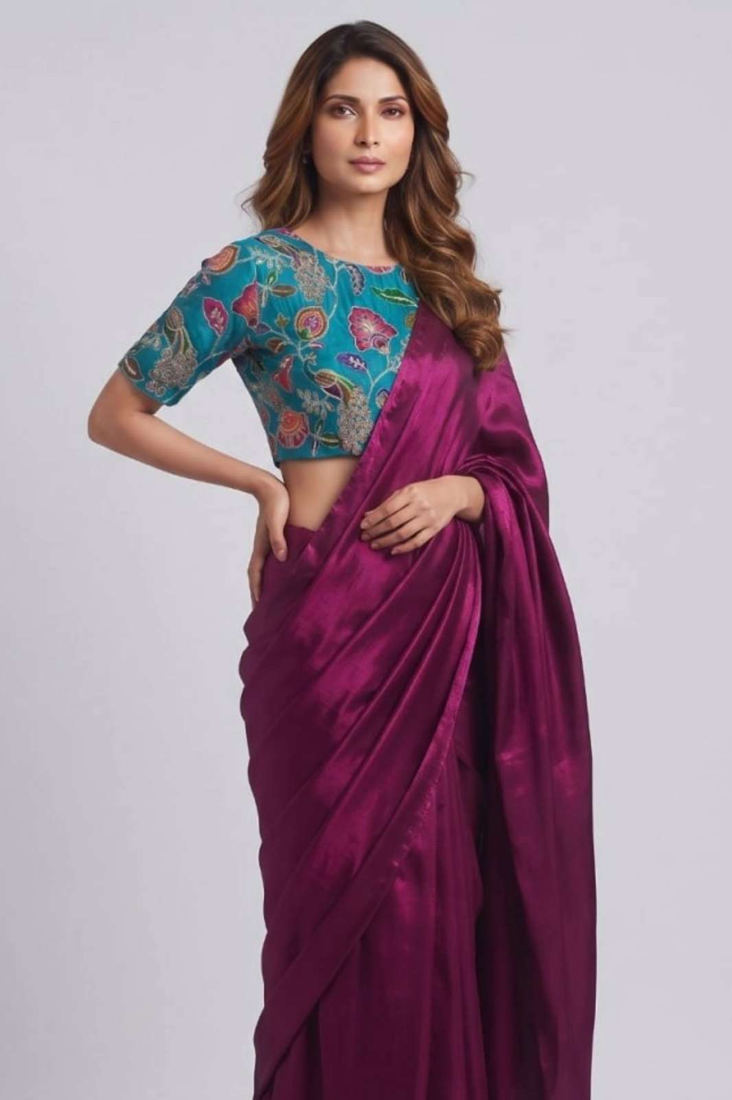 Shri balaji emporium Premium Fendi fabric Saree with Position Print Blouse