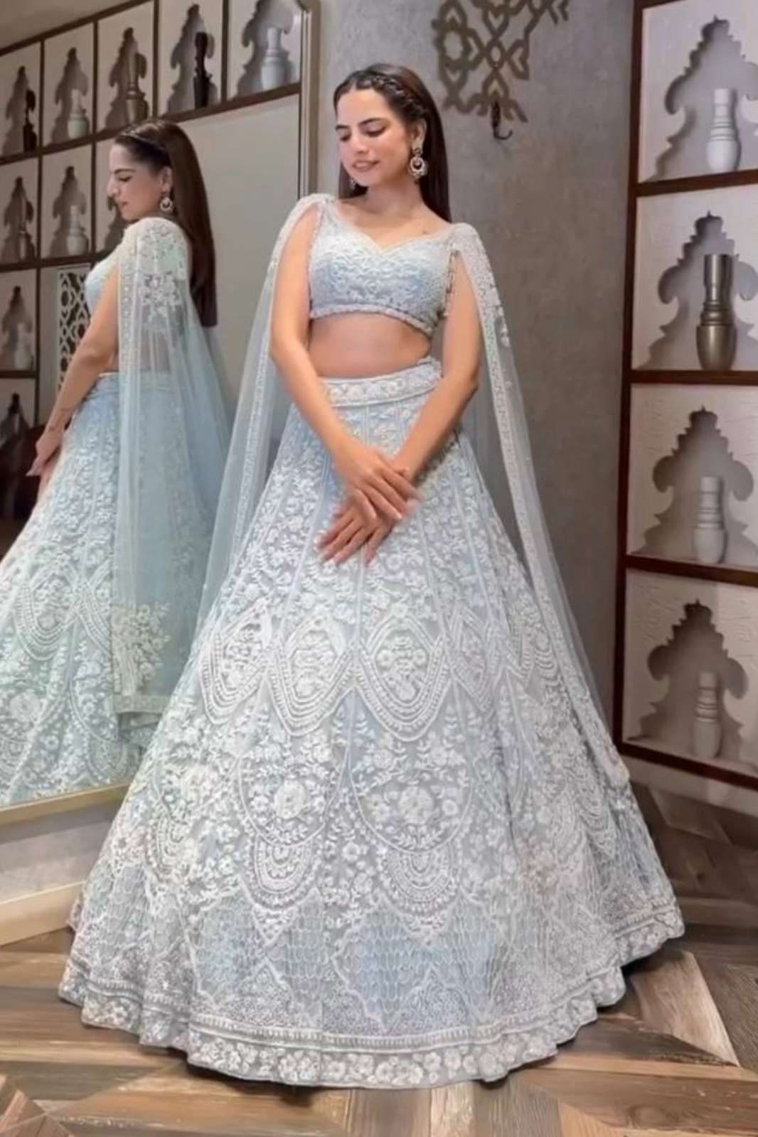 Shri Balaji FB H70 designer Net lehenga with sequins & thread work 