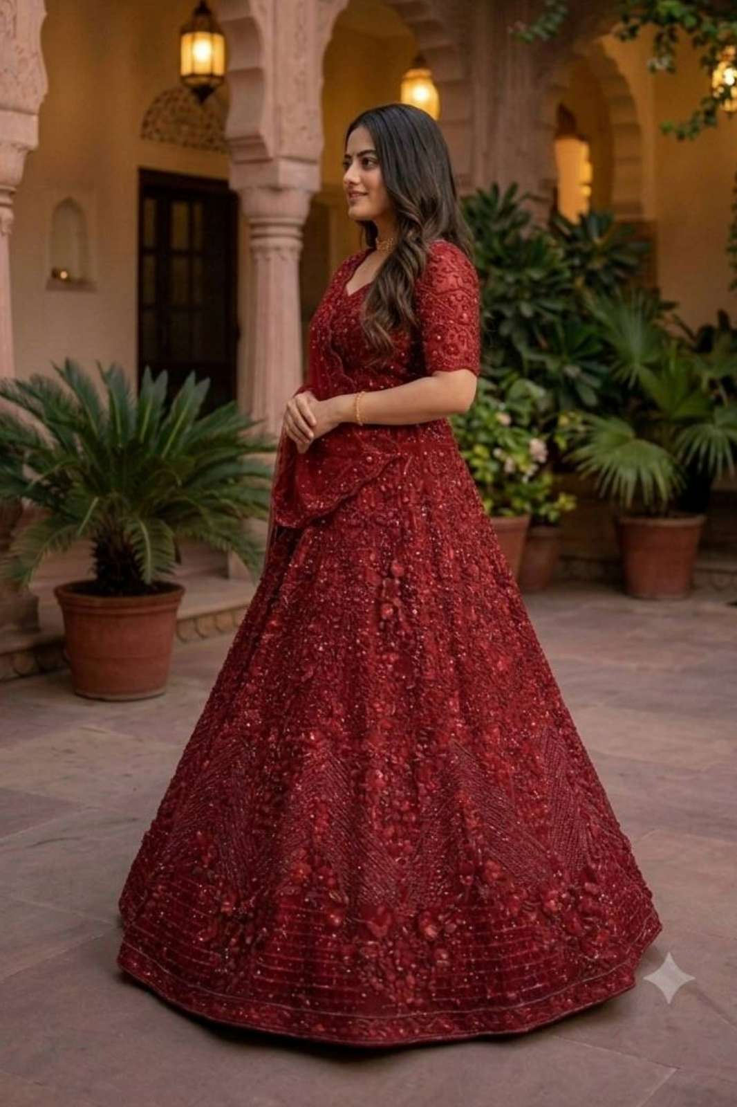 Shri balaji FB H92  Net lehenga with dori sequins & pearl beads work 