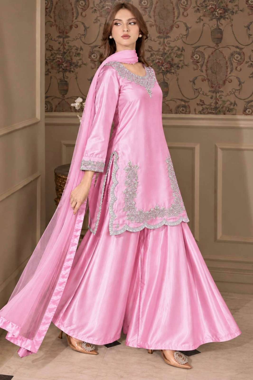 Shri Balaji HK 1746 Pure Silk With Embroidery And Sequins Work Plazzo Suit 