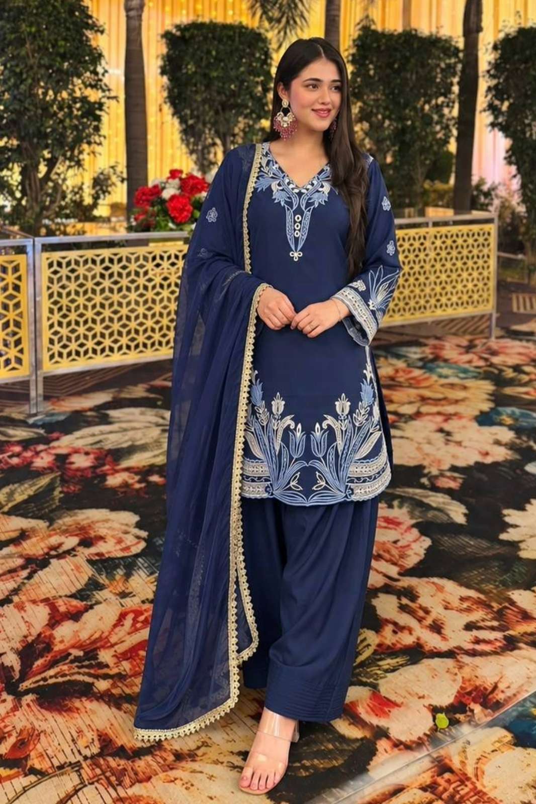 Shri Balaji HK1745 Pure Crepe Silk With Embroidery And Thread Work Suit 