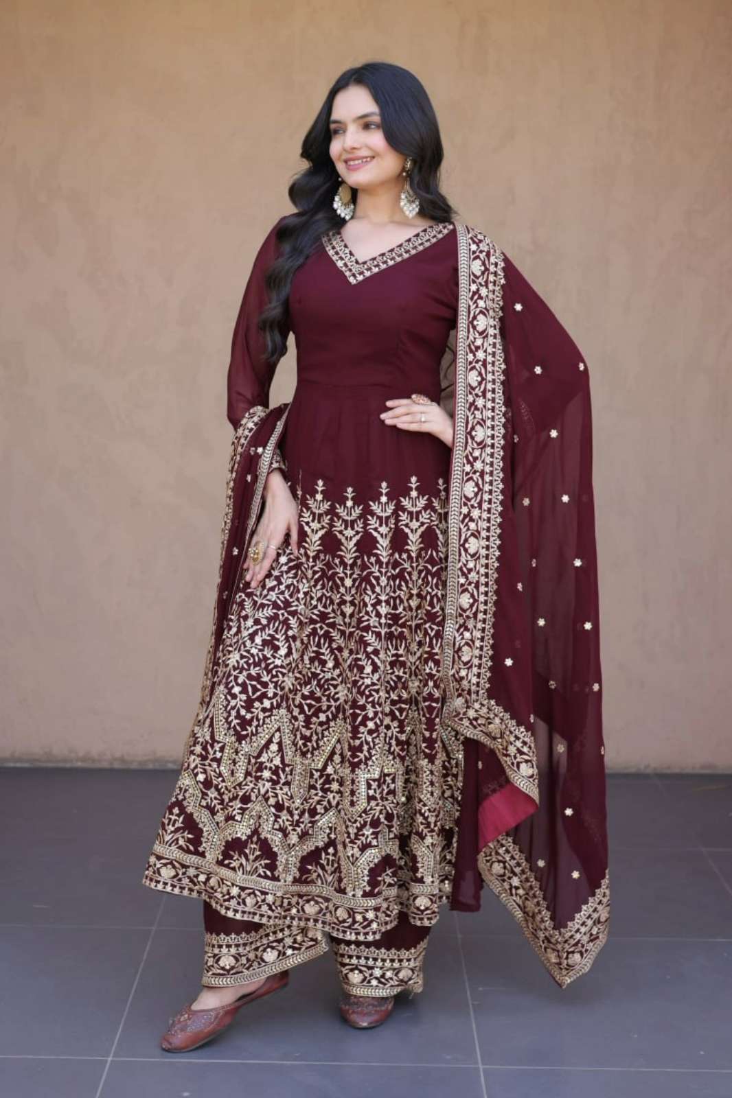 Shri balaji KA 1254 Faux Blooming with Embroidered Multi-Sequins work gown
