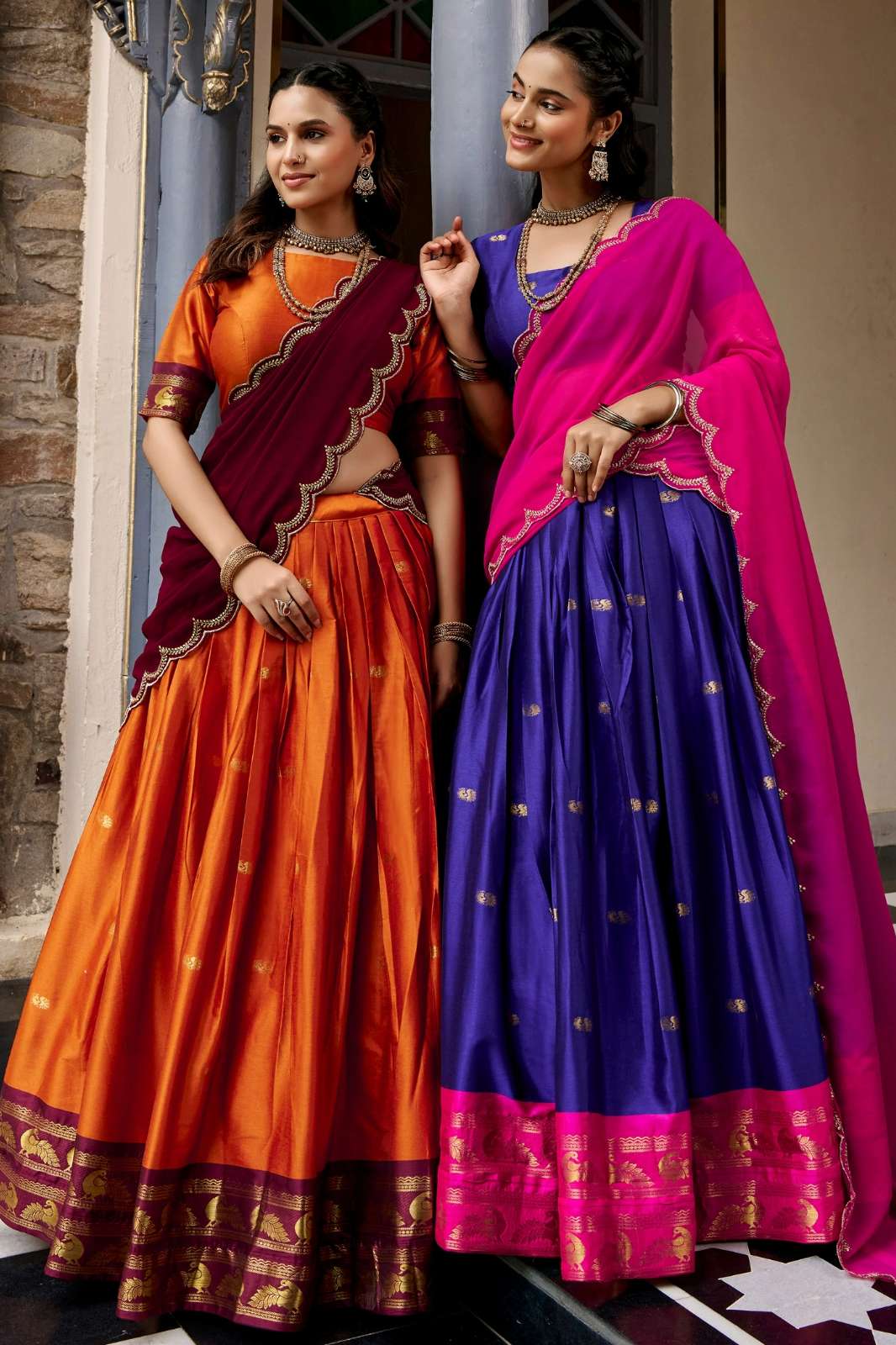 Shri Balaji LNB1762 Traditional Bandhej Printed Satin Chiffon lehenga