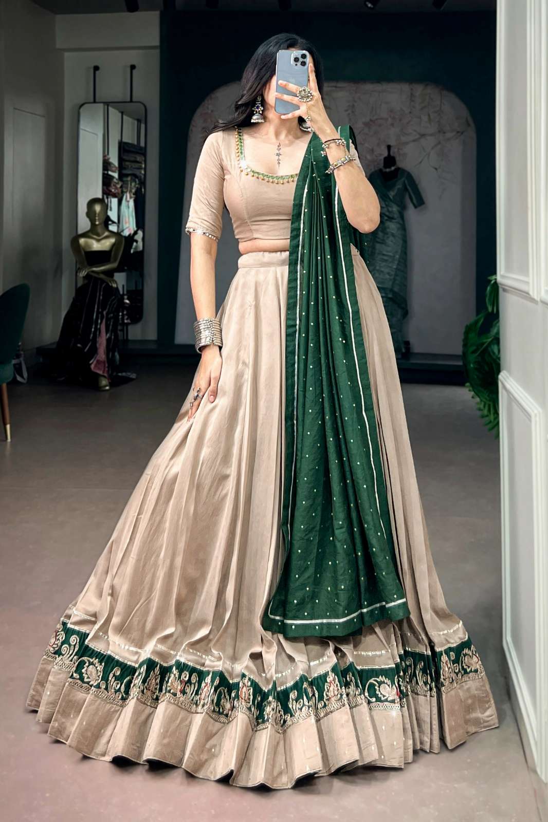 Shri Balaji LNB1770 Chanderi fabric Lehenga with intricate embroidered work 