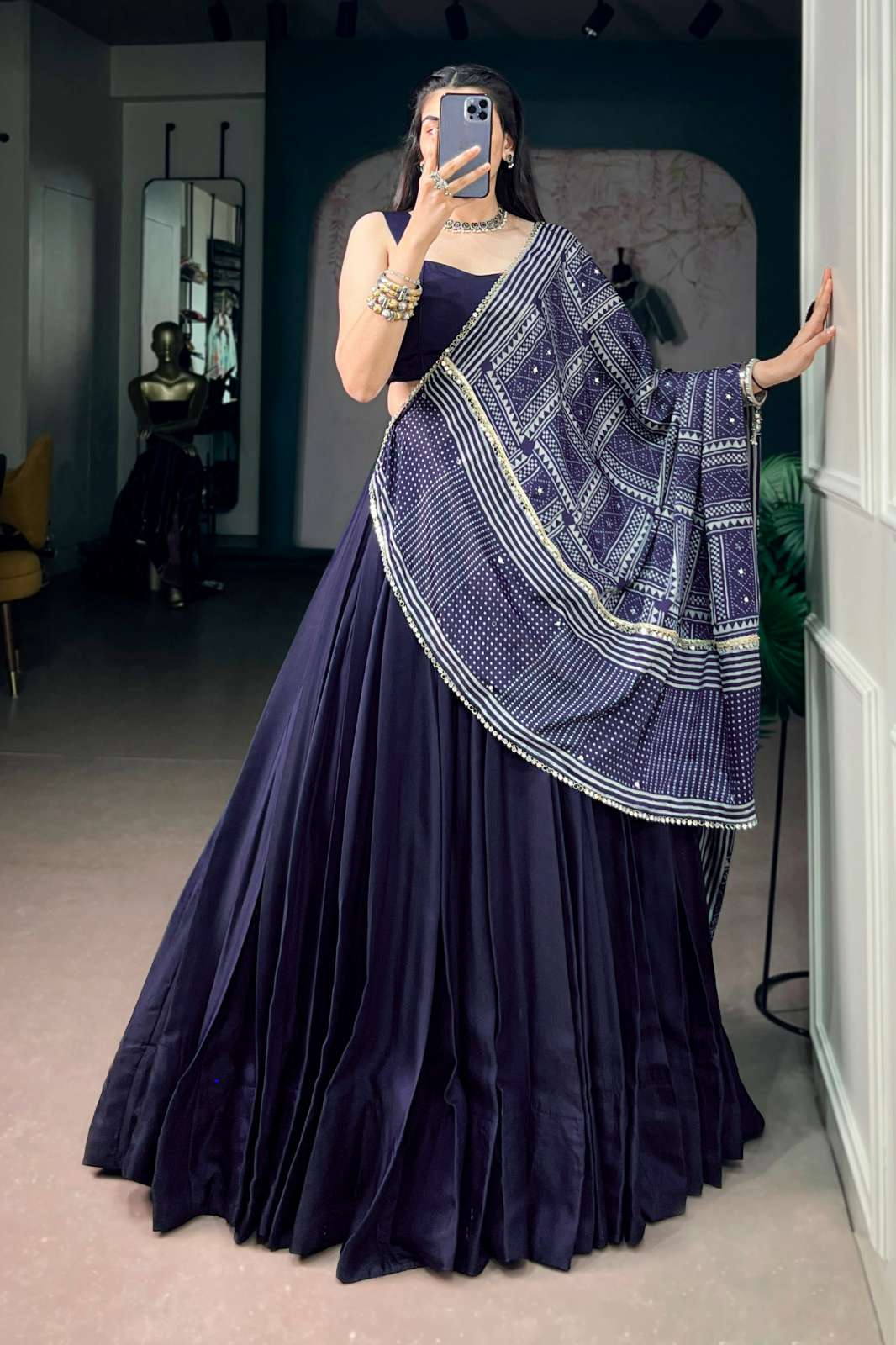 Shri Balaji LNB1776 Traditional Printed Moonga Silk festive lehenga