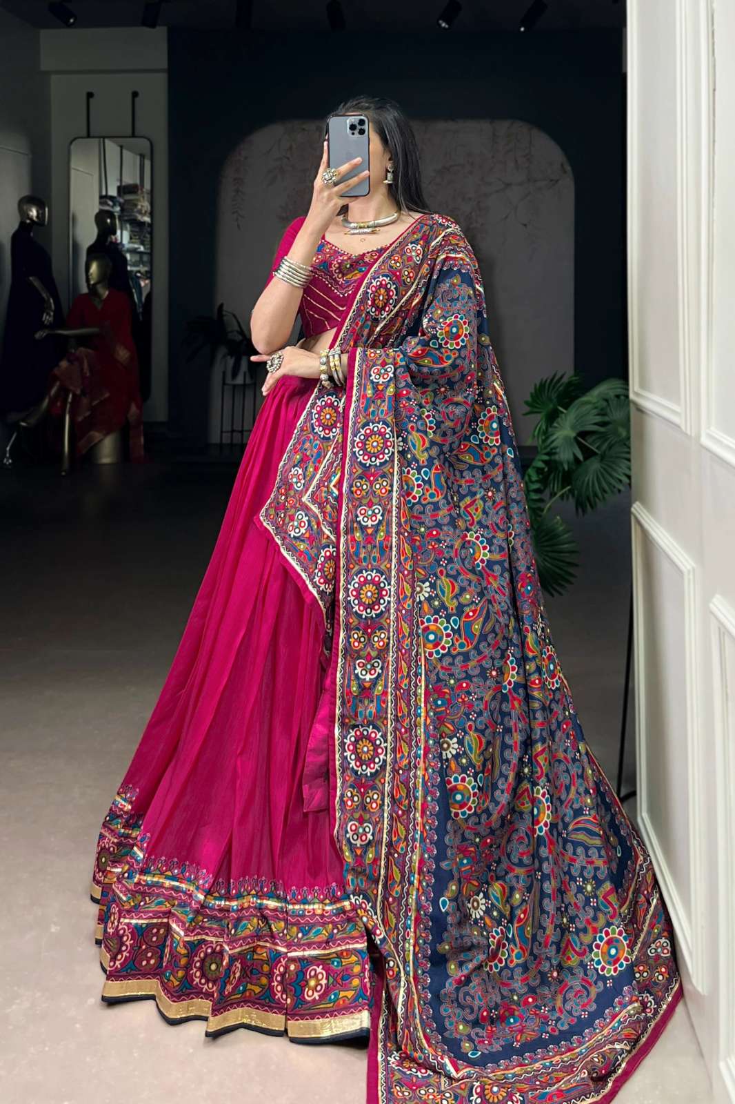 Shri Balaji Presents LNB1243 Tasar Silk Beautiful Gamthi Printed festive Lehenga