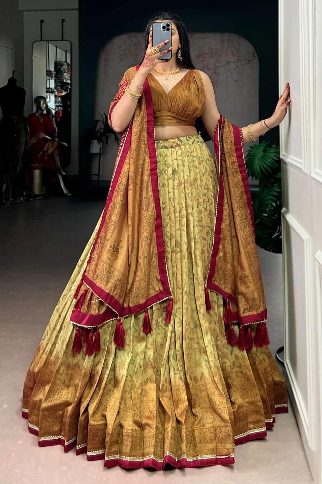 Shri Balaji Presents LNB1253 Vichitra Silk Beautiful Printed festive Lehenga 