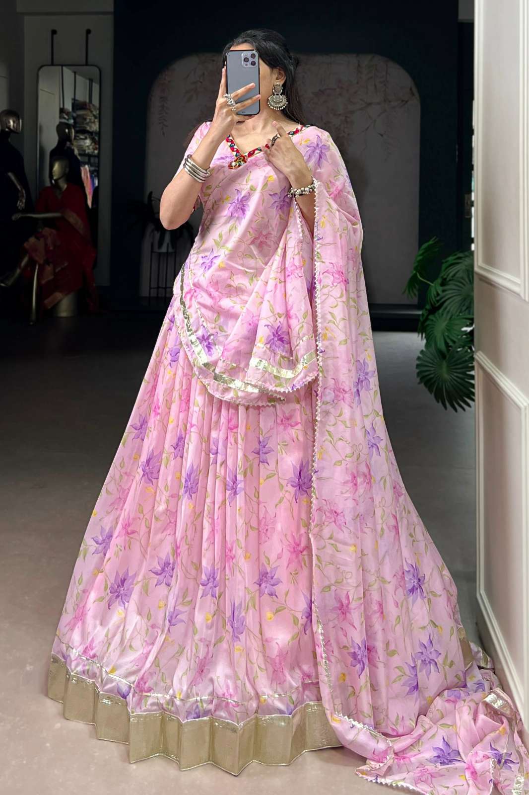 Shri Balaji Presents LNB1716 Tabby Silk fabric Beautiful Floral Printed festive Lehenga 