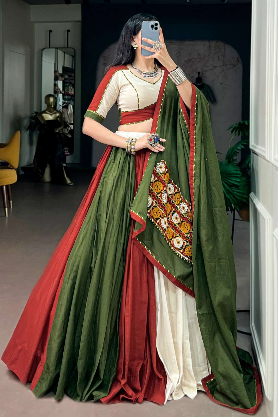 Shri Balaji Presents LNB1748 pure cotton fabric Beautiful Gotta Patti work festive Lehenga 