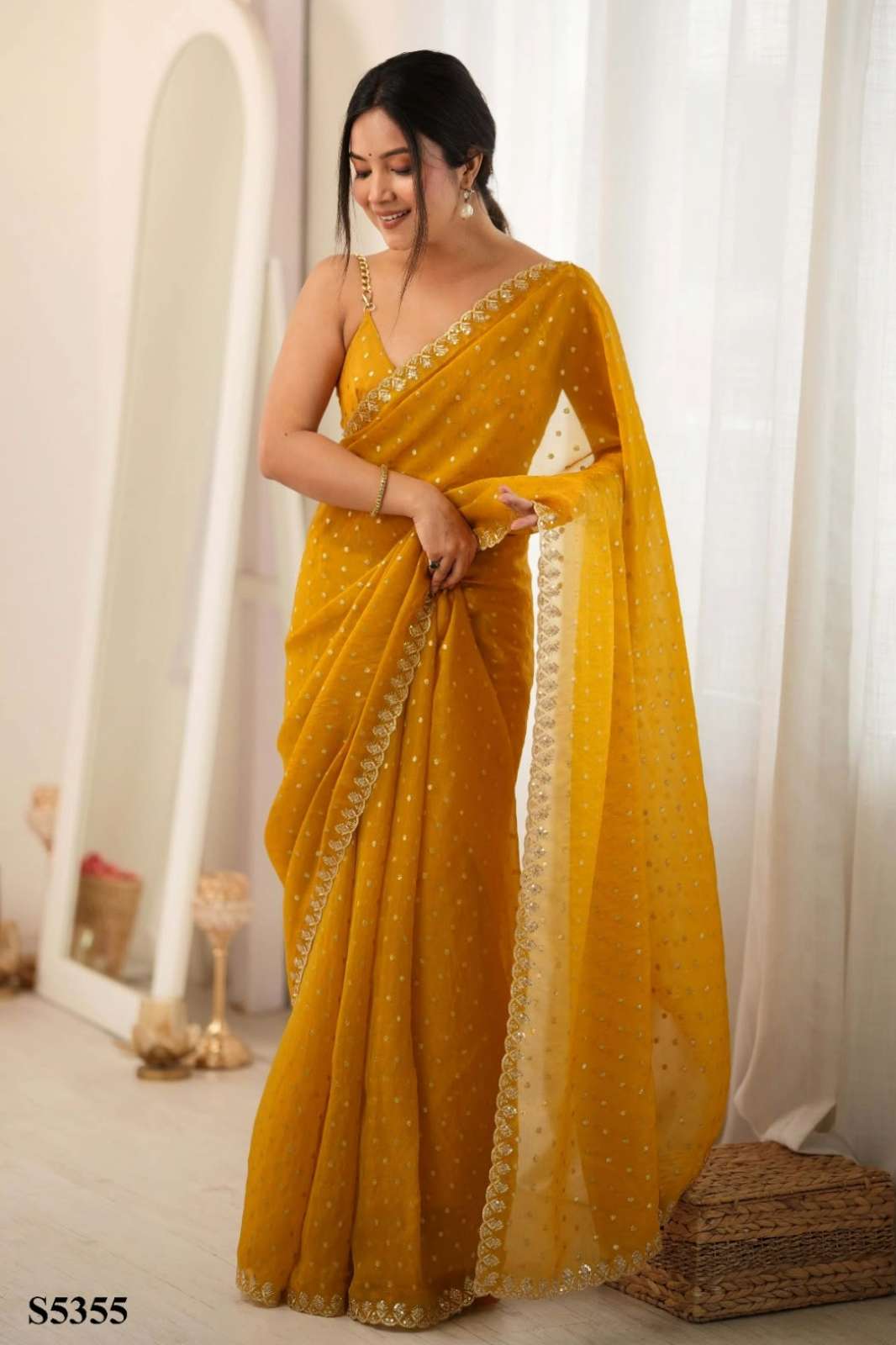 Shri balaji RHEA Fancy festive wear Embroidery Work saree collection